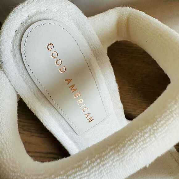 NIB Good American Terry High Heel Slide Sandals 9 White Spa Glam $179 - Picture 6 of 13